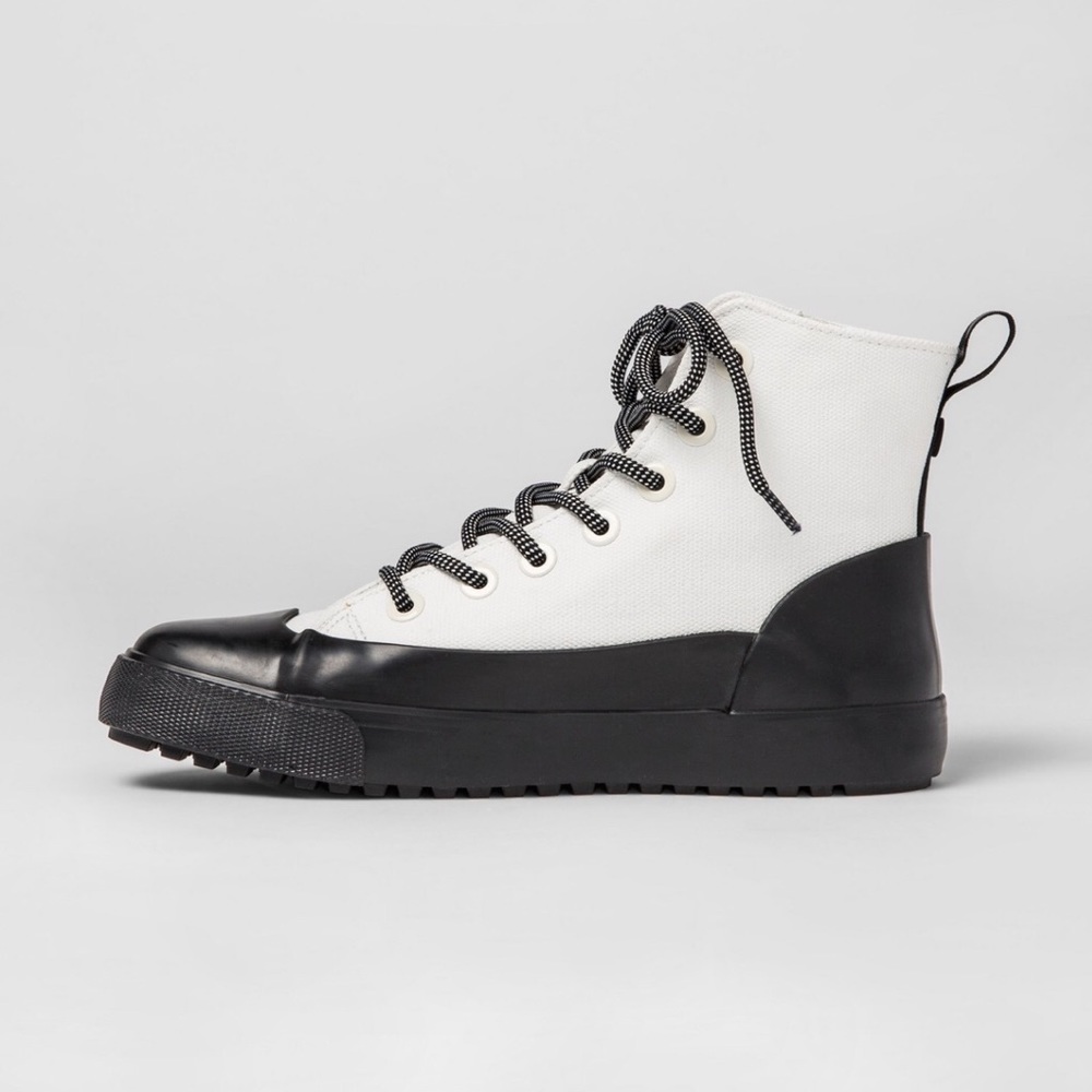 Hunter Black White Canvas Rubber Sneaker Unisex - Picture 2 of 4
